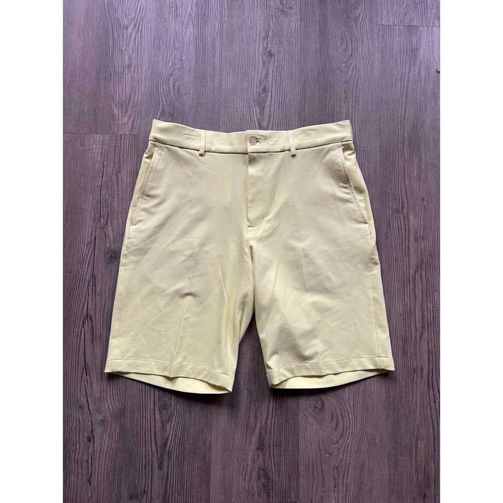 NWT Walter Hagen Men's Perfect 11 Flat Front Golf Shorts Light Yellow Size 34